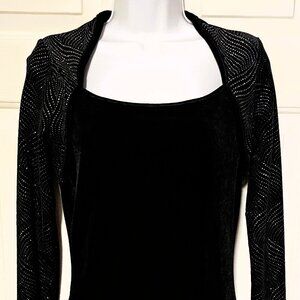 NWT Younique Clothing Womens Black Dress with Studded Top & Sleeves Small